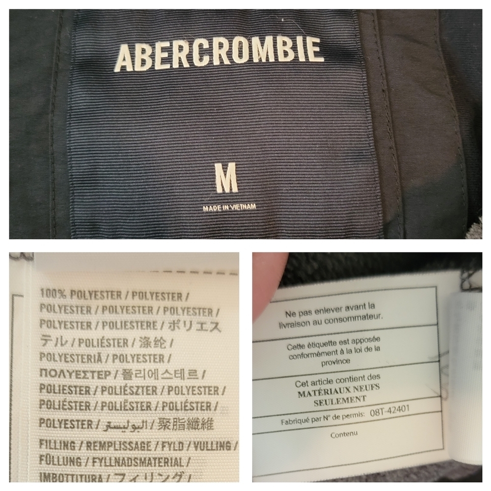 ABERCROMBIE & FITCH Men's Y2K Gray Fleece Zip-Fly Jacket Sz M Pocket Streetwear - Picture 11 of 12